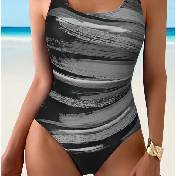 One Piece Color Matching Swimsuit Patchwork Swimsuit Backless Push UP Size L New - Picture 12 of 12